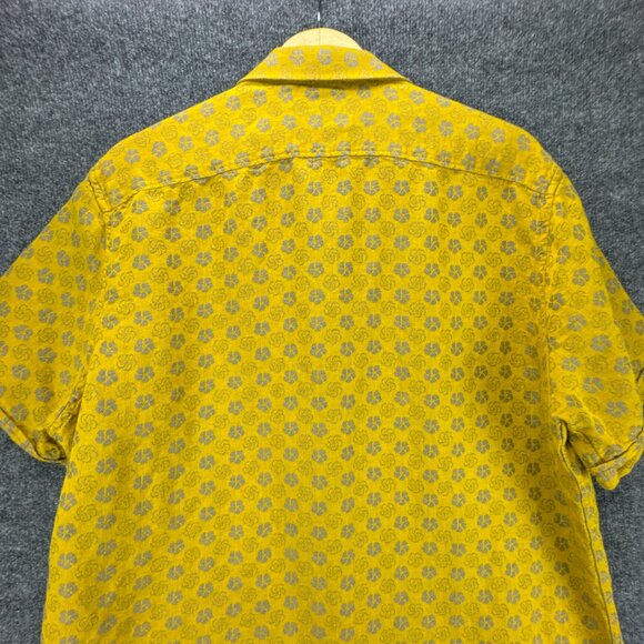 Baird McNutt Murano Shirt Mens Extra Large Linen‎ Blend Button Up Mustard Yellow - Picture 7 of 14